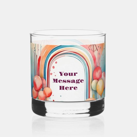 Waterverf Rainbow Bliss Party Whisky Glas (Achterkant)
