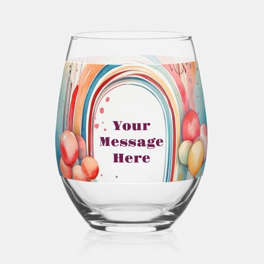 Waterverf Rainbow Bliss Party Wijnglas Zonder Voet (Achterkant)
