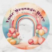 Waterverf Rainbow Bliss Party Wijnglaslabel (Voorkant)