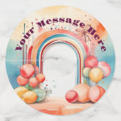 Waterverf Rainbow Bliss Party Wijnglaslabel (Achterkant)