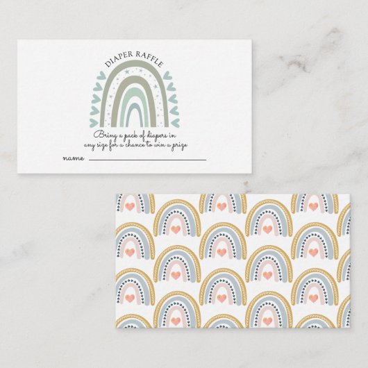 Waterverf Rainbow Blue Baby shower Diaper Raffle Informatiekaartje (Voorkant / Achterkant)