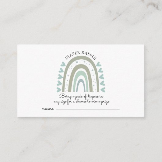 Waterverf Rainbow Blue Baby shower Diaper Raffle Informatiekaartje (Voorkant)