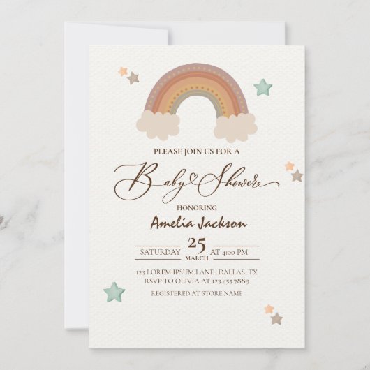 Waterverf Rainbow Boho Genderneutraal Baby shower Kaart (Voorkant)