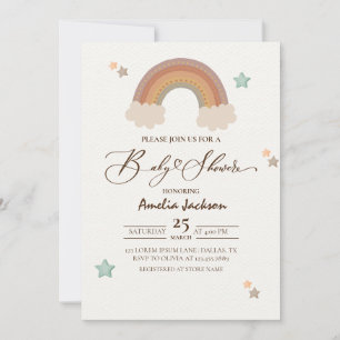 Waterverf Rainbow Boho Genderneutraal Baby shower Kaart