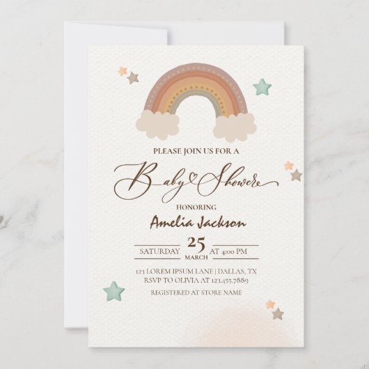 Waterverf Rainbow Boho Genderneutraal Baby shower Kaart (Voorkant)