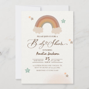 Waterverf Rainbow Boho Genderneutraal Baby shower Kaart