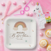 Waterverf Rainbow Boho Genderneutraal Baby shower Papieren Bordje (Feest)