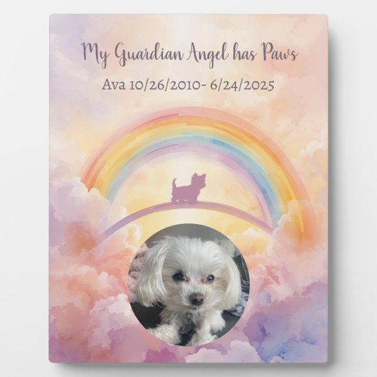 Waterverf Rainbow Bridge Pet Memorial Kleine hond Fotoplaat (Voorkant)