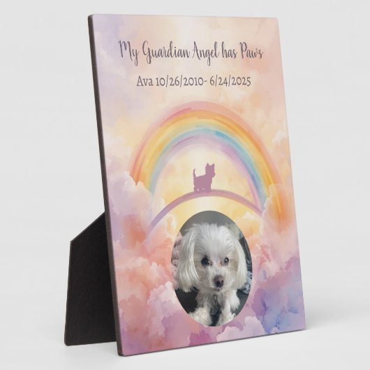 Waterverf Rainbow Bridge Pet Memorial Kleine hond Fotoplaat (Zijkant)