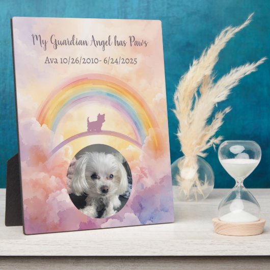 Waterverf Rainbow Bridge Pet Memorial Kleine hond Fotoplaat (Zijkant)