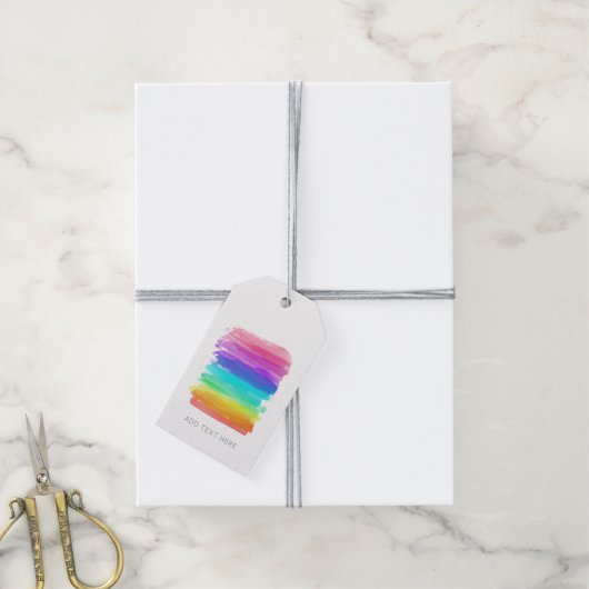 Waterverf Rainbow Brushstrokes Artist Tekst toevoe Cadeaulabel (Met Touw)
