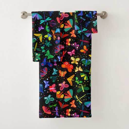 Waterverf Rainbow Butterflies Kinder Pattern Bad Handdoek (Insitu)