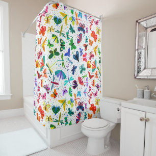 Waterverf Rainbow Butterflies Kinder Pattern Douchegordijn