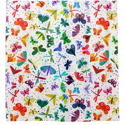 Waterverf Rainbow Butterflies Kinder Pattern Douchegordijn (Voorkant)