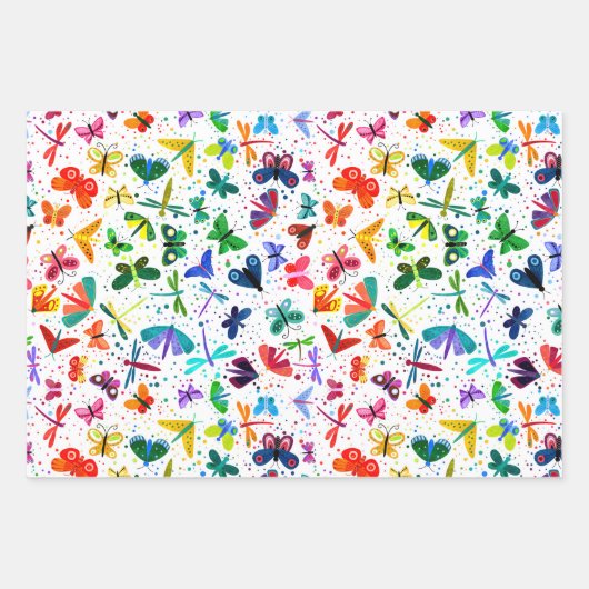 Waterverf Rainbow Butterflies Kinder Pattern Inpakpapier Vel (Voorkant)