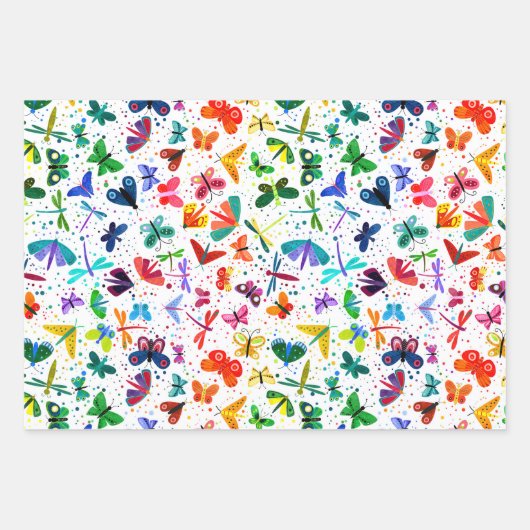 Waterverf Rainbow Butterflies Kinder Pattern Inpakpapier Vel (Voorkant 3)