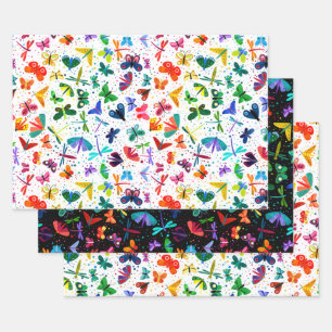 Waterverf Rainbow Butterflies Kinder Pattern Inpakpapier Vel