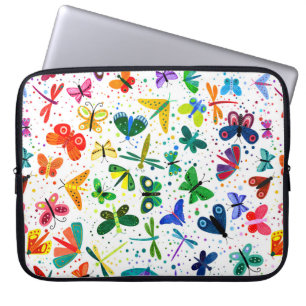 Waterverf Rainbow Butterflies Kinder Pattern Laptop Sleeve