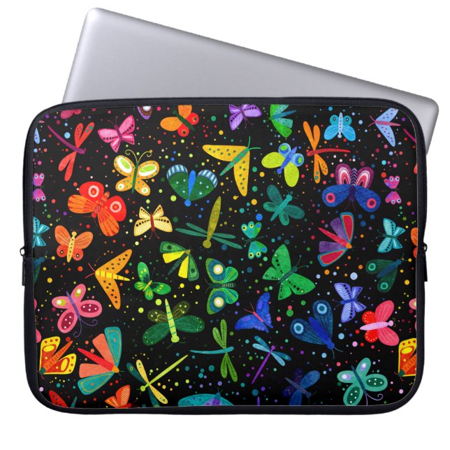 Waterverf Rainbow Butterflies Kinder Pattern Laptop Sleeve (Voorkant)