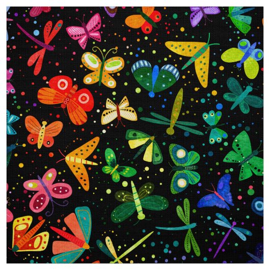 Waterverf Rainbow Butterflies Kinder Pattern Stof (Swatch)