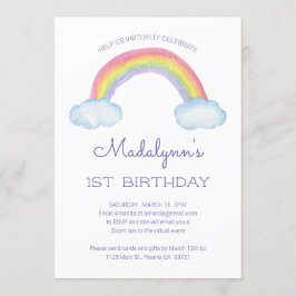Waterverf Rainbow Childs Virtual Online Birthday Kaart