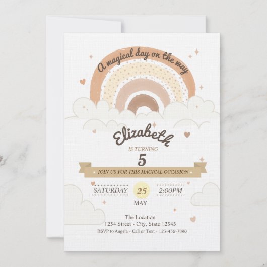 Waterverf Rainbow Clauds Birthday Kaart (Voorkant)