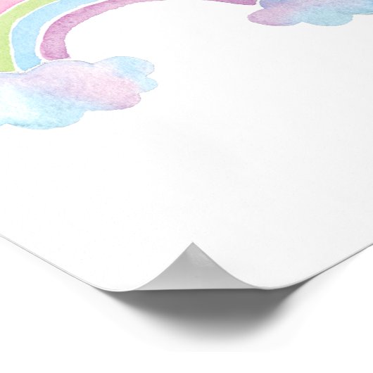 Waterverf Rainbow Cloud Baby Nursery Poster (Hoek)