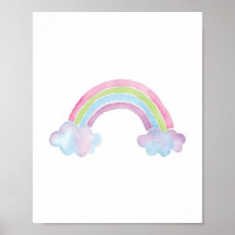 Waterverf Rainbow Cloud Baby Nursery Poster