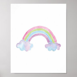 Waterverf Rainbow Cloud Baby Nursery Poster