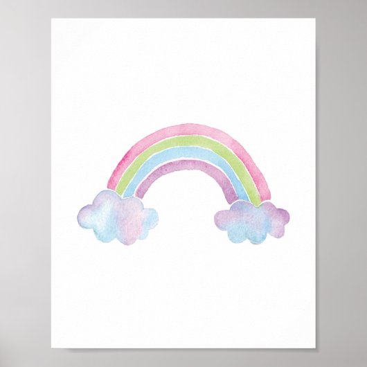 Waterverf Rainbow Cloud Baby Nursery Poster (Voorkant)