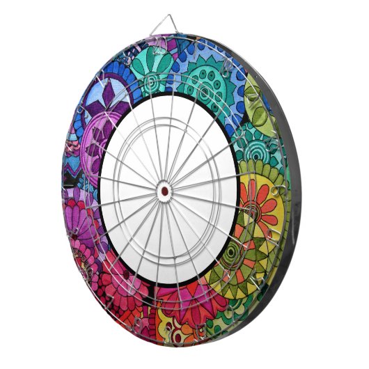 Waterverf Rainbow Colors Mandala Dartbord (Voorkant Rechts)