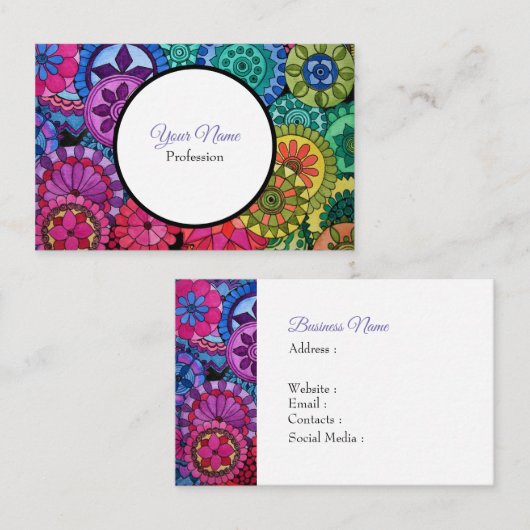 Waterverf Rainbow Colors Mandala Visitekaartje (Voorkant / Achterkant)