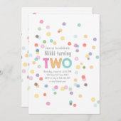 Waterverf Rainbow Confetti Birthday TWO Art Party Kaart (Voorkant / Achterkant)