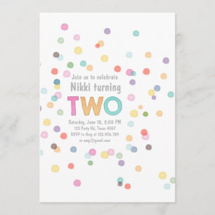 Waterverf Rainbow Confetti Birthday TWO Art Party Kaart