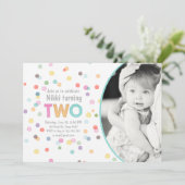 Waterverf Rainbow Confetti Verjaardag TWEE Kunstfe Kaart (Staand voorkant)