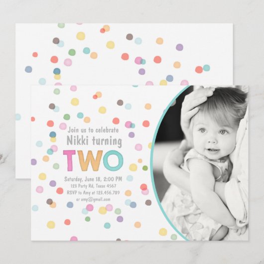 Waterverf Rainbow Confetti Verjaardag TWEE Kunstfe Kaart (Voorkant / Achterkant)