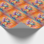 Waterverf Rainbow Dragon Baby shower Cadeaupapier (Hoek)