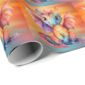 Waterverf Rainbow Dragon Baby shower Cadeaupapier (Rol Hoek)