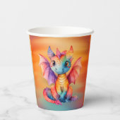 Waterverf Rainbow Dragon Baby shower Papieren Bekers (Achterkant)