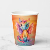 Waterverf Rainbow Dragon Baby shower Papieren Bekers (Voorkant)