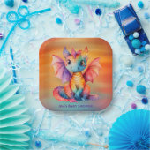 Waterverf Rainbow Dragon Baby shower Papieren Bordje (Feest)
