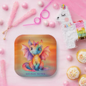 Waterverf Rainbow Dragon Baby shower Papieren Bordje (Feest)