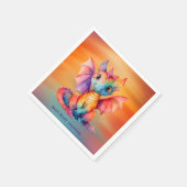 Waterverf Rainbow Dragon Baby shower Servet (Hoek)