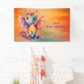 Waterverf Rainbow Dragon Baby shower Spandoek (Insitu)