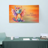 Waterverf Rainbow Dragon Baby shower Spandoek (Beurs)