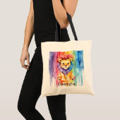 Waterverf Rainbow Drip Paint Lion Custom Tote Bag (Voorkant (product))