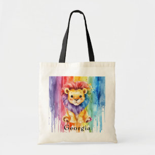 Waterverf Rainbow Drip Paint Lion Custom Tote Bag