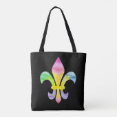 Waterverf Rainbow Fleur de Lis op Black Tote Bag (Achterkant)