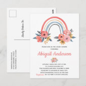Waterverf Rainbow Floral Baby shower Uitnodiging (Voorkant / Achterkant)