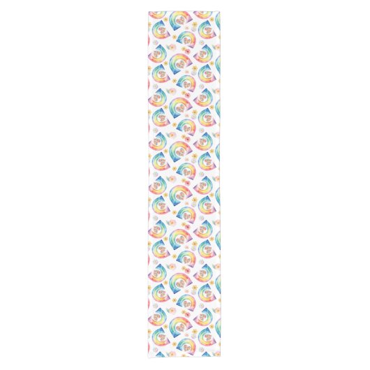 Waterverf Rainbow Floral Party Tafelloper (Voorkant)